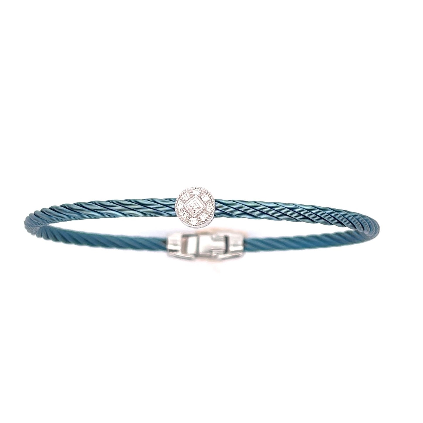 CARIBBEAN BLUE CABLE DIAMOND BANGLE