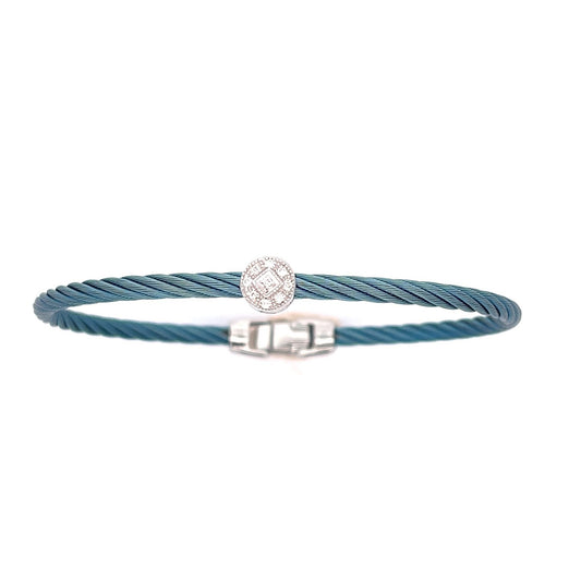 CARIBBEAN BLUE CABLE DIAMOND BANGLE