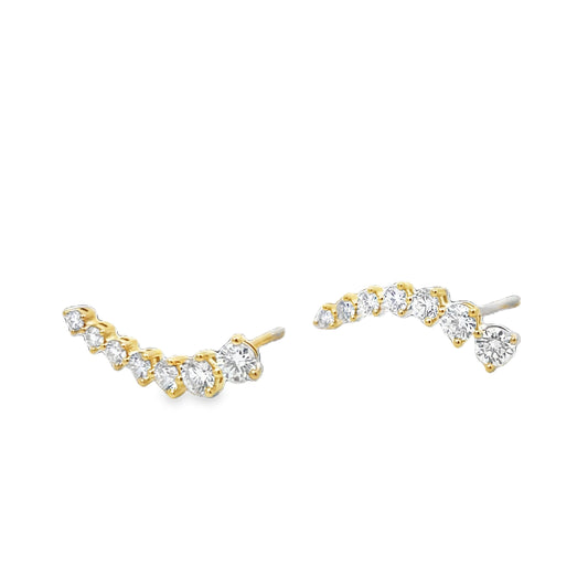 18KY 7 DIAMOND EAR CLIMBERS