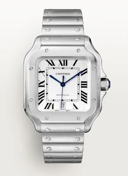 SS LARGE SANTOS DE CARTIER WITH STEEL BRACELET AND LEATHER STRAP
