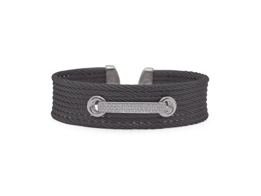 BLACK CABLE LACE UP DIAMOND CUFF