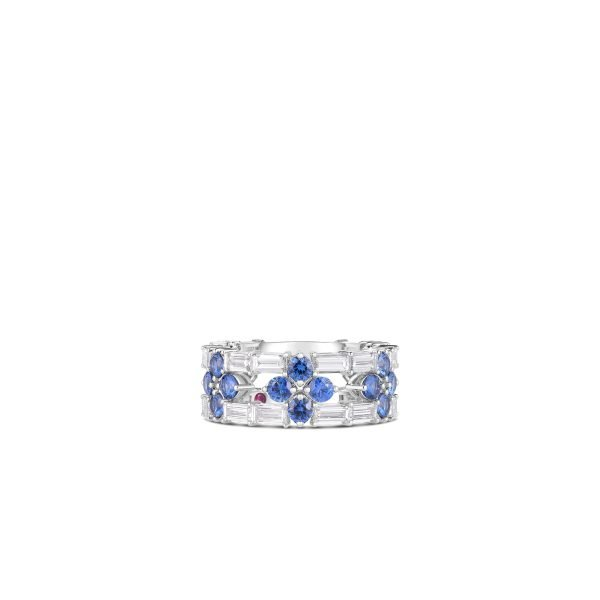 18KW LOVE IN VERONA DIAMOND & BLUE SAPPHIRE OPEN FRAME RING
