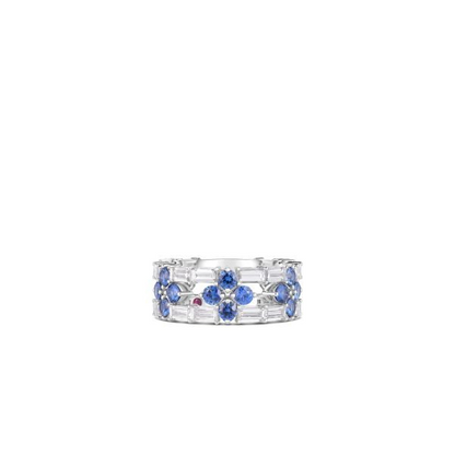 18KW LOVE IN VERONA DIAMOND & BLUE SAPPHIRE OPEN FRAME RING