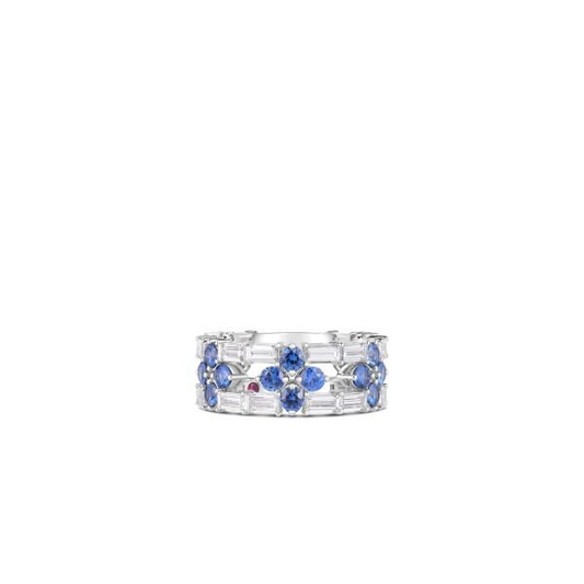 18KW LOVE IN VERONA DIAMOND & BLUE SAPPHIRE OPEN FRAME RING