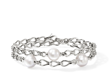 SS SURF DOUBLE WRAP 8.5MM FRESH WATER PEARL BRACELET