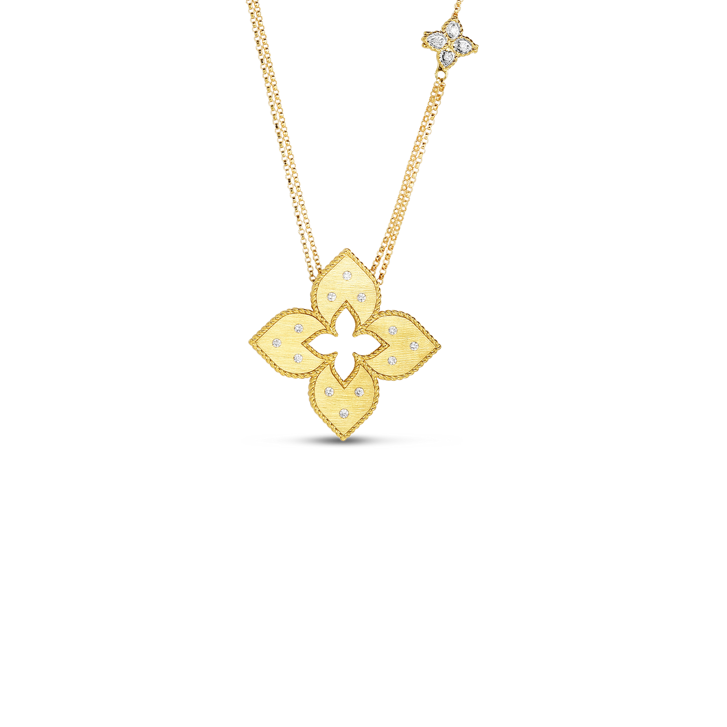 18KY VENETIAN PRINCESS MEDIUM DIAMOND FLOWER LONG NECKLACE