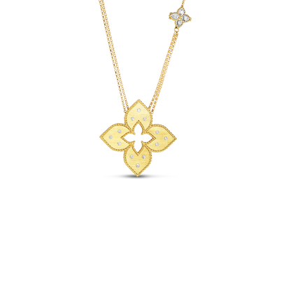 18KY VENETIAN PRINCESS MEDIUM DIAMOND FLOWER LONG NECKLACE