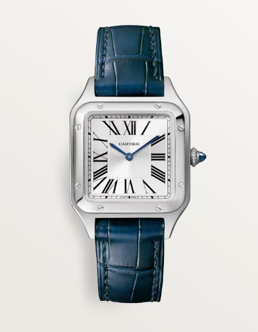 SS 38MM SANTOS-DUMONT SMALL MODEL WITH NAVY ALLIGATOR STRAP
