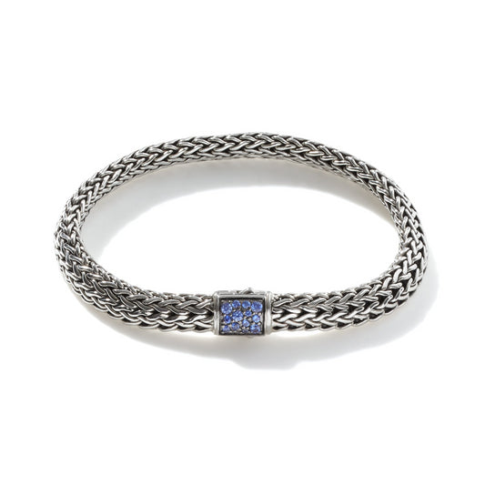 SILVER ICON 6.5MM REVERSIBLE BLUE /BLACK SAPPHIRES