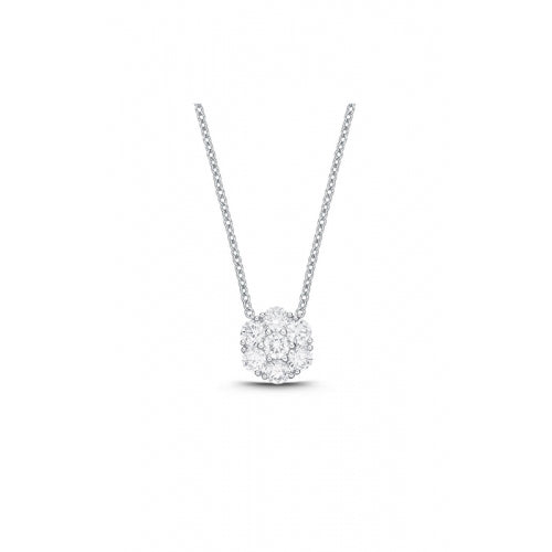 18KW FLORAL DIAMOND PENDANT ON CHAIN