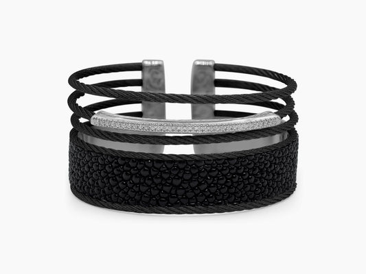 BLK CABLE/EEL CUFF W/DIAS