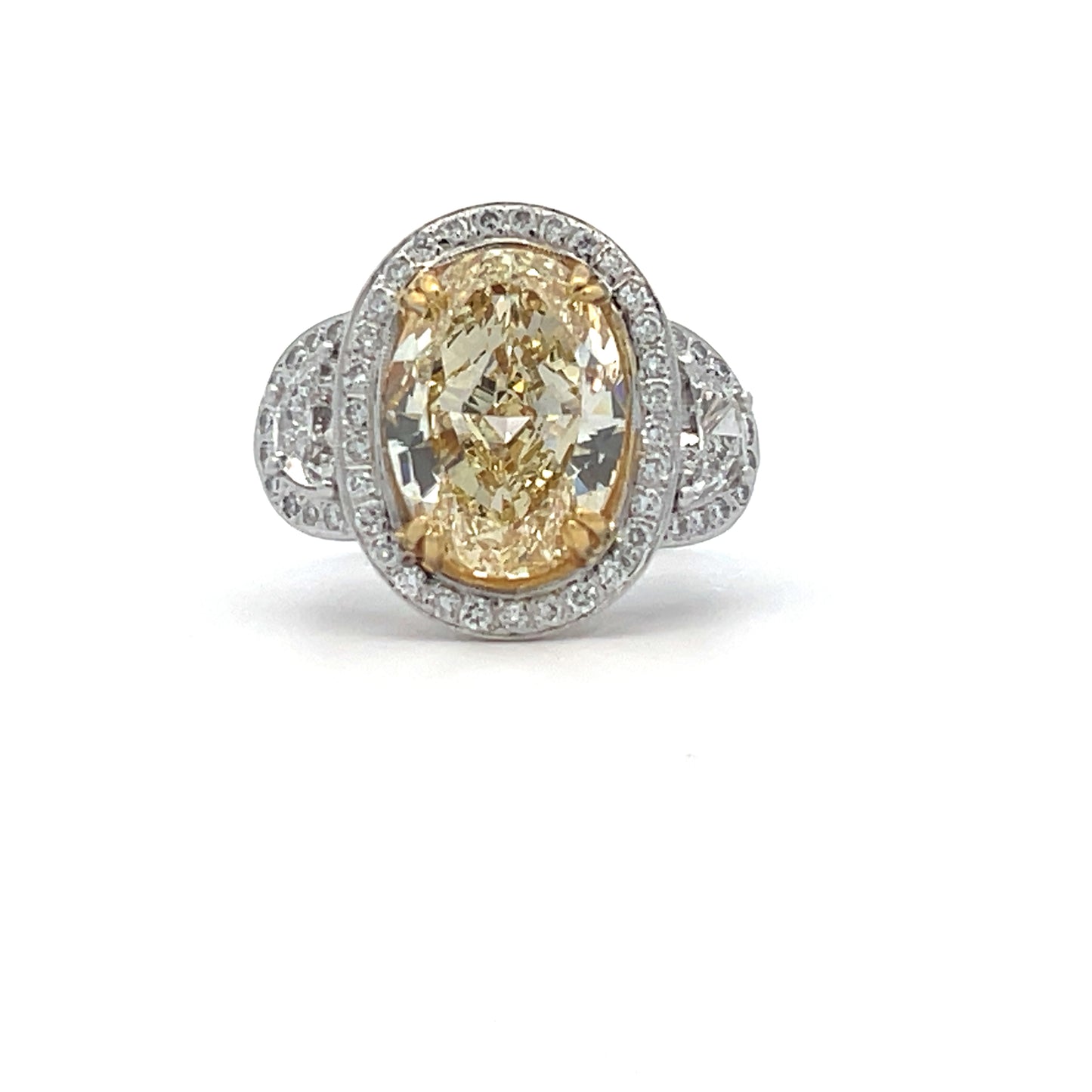 18KWY OVAL FANCY YELLOW COCKTAIL RING