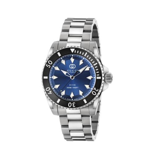 40MM SS GUCCI DIVE BLACK CERAMIC BEZEL BLUE DIAL