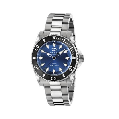 40MM SS GUCCI DIVE BLACK CERAMIC BEZEL BLUE DIAL