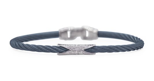 3MM BLUE SLIM CABLE HOURGLASS DIAMOND BRACELET