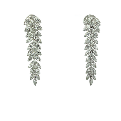 18KW FEATHER DIAMOND DROP EARRINGS