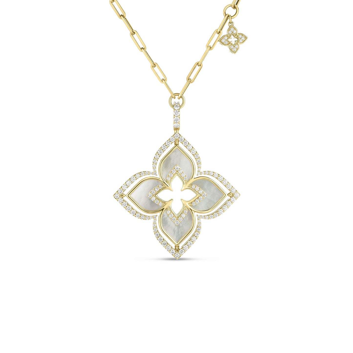 18KY VENETIAN PRINCESS PIROUETTE LARGE FLOWER NECKLACE