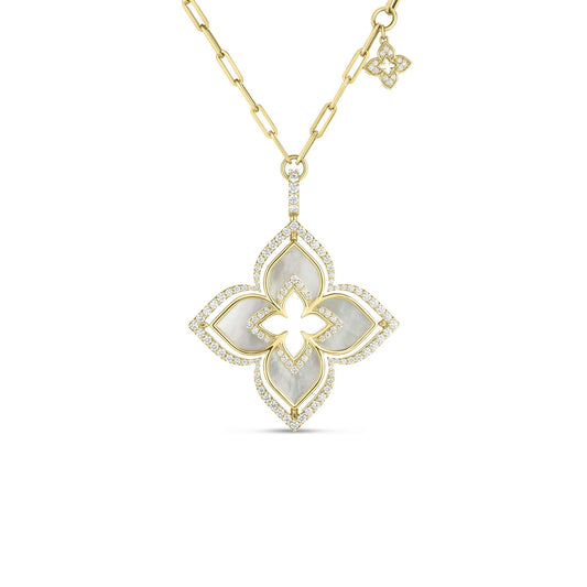 18KY VENETIAN PRINCESS PIROUETTE LARGE FLOWER NECKLACE