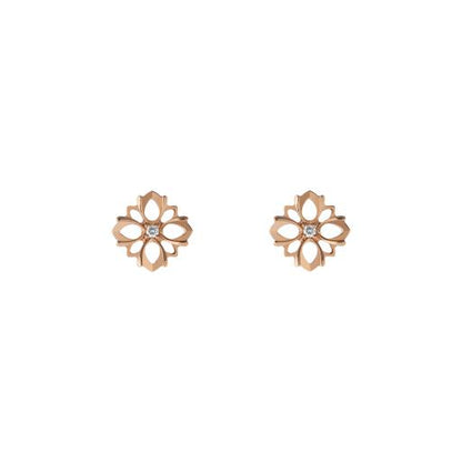 18KR GUCCI FLORA DIAMOND ACCENT STUD EARRINGS
