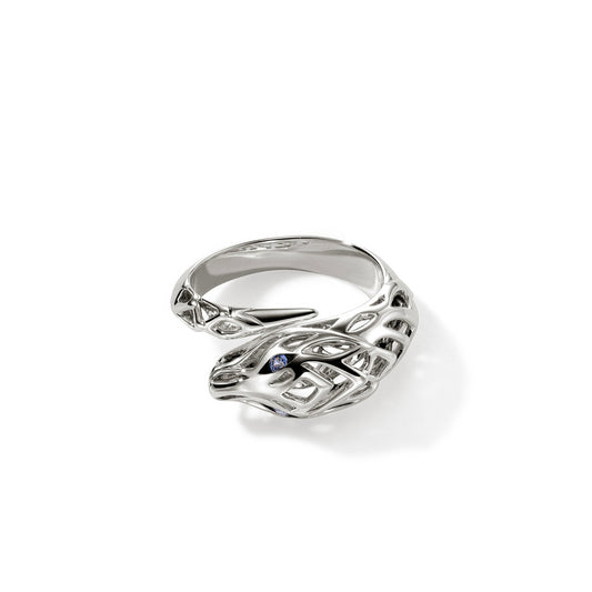 SILVER NAGA BYPASS RING