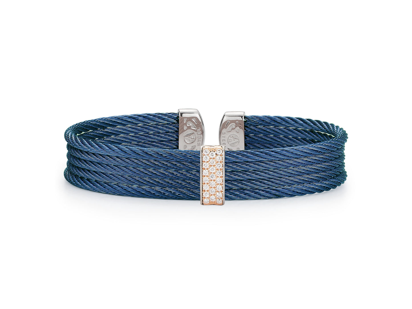 18KR/SS DIAMOND BLUE CABLE CUFF