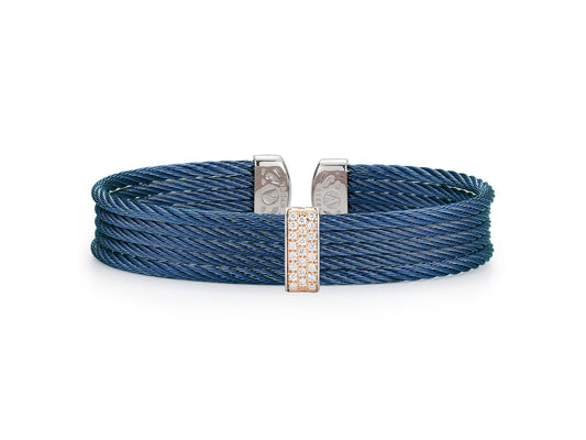 18KR/SS DIAMOND BLUE CABLE CUFF