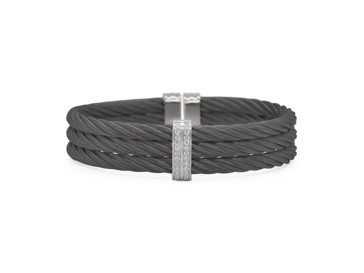 BLACK 3 ROW CABLE DIAMOND CUFF