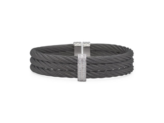 BLACK 3 ROW CABLE DIAMOND CUFF