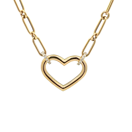 18KY CIALOMA DANGLE DIAMOND ACCENT OPEN HEART NECKLACE