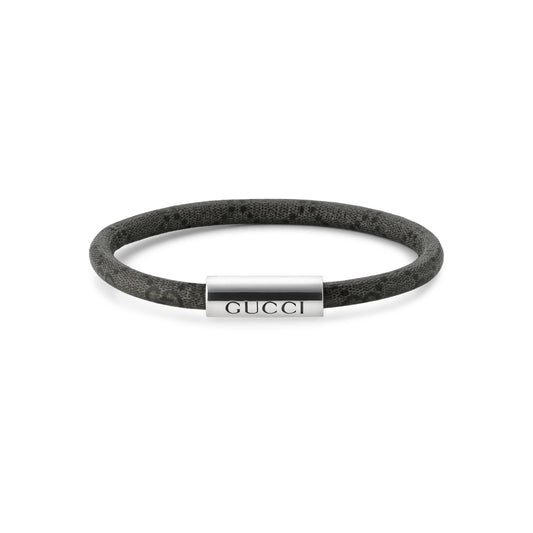 SS BLK LEATHER TRADEMARK BRAC
