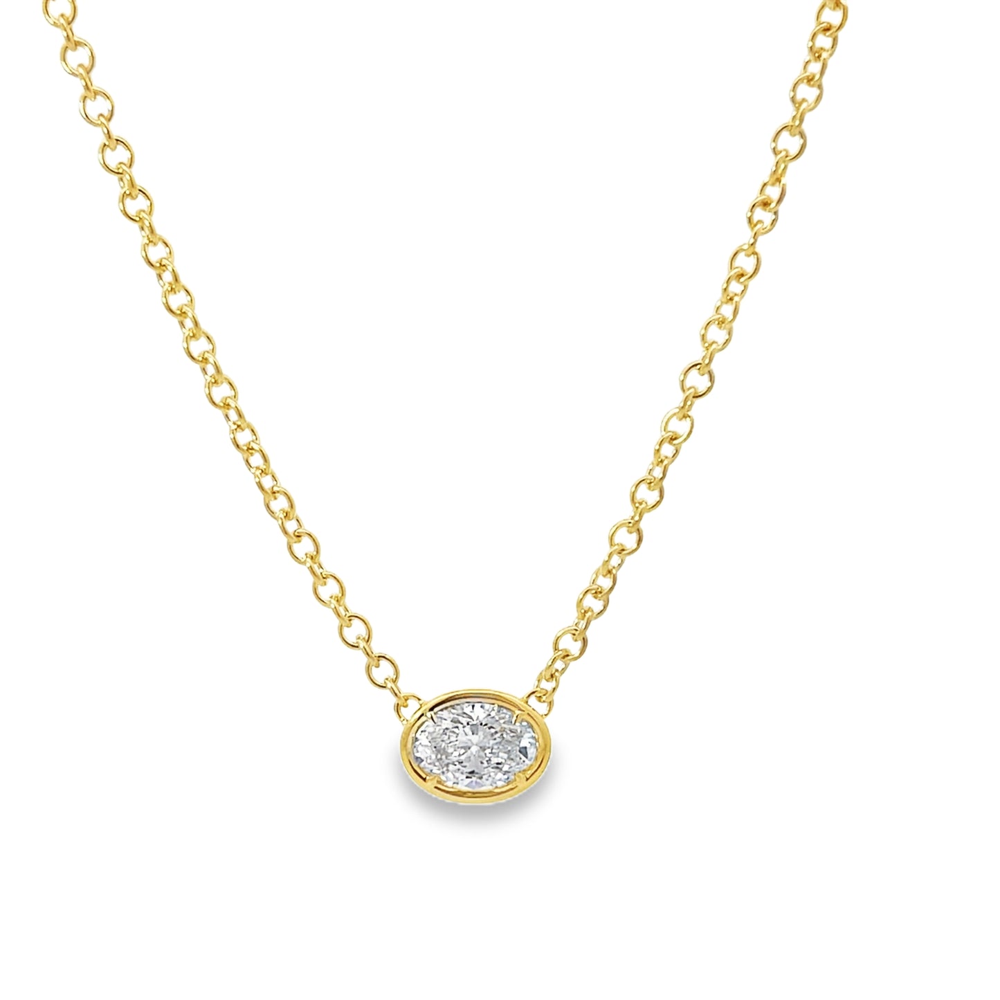 RAHAMINOV 18KY OVAL SOLITAIRE DIAMOND NECKLACE