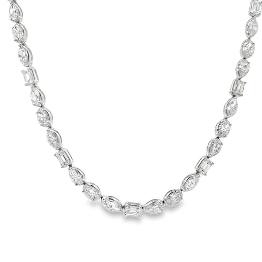 RAHAMINOV 18KW MIXED SHAPE DIAMOND NECKLACE