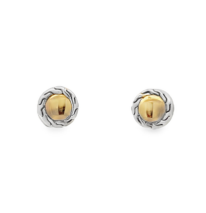 SS/14KY CARVED CHAIN STUD EARRINGS