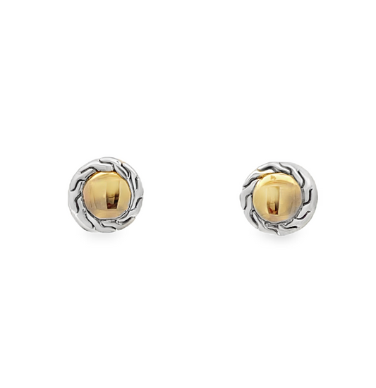 SS/14KY CARVED CHAIN STUD EARRINGS