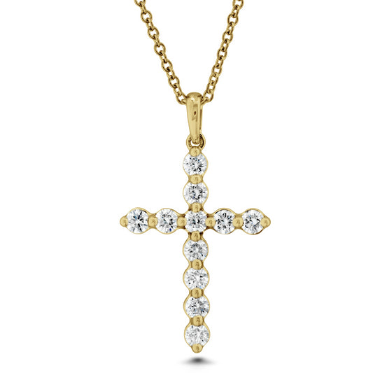 18KY DIAMOND CROSS PENDANT ON CHAIN