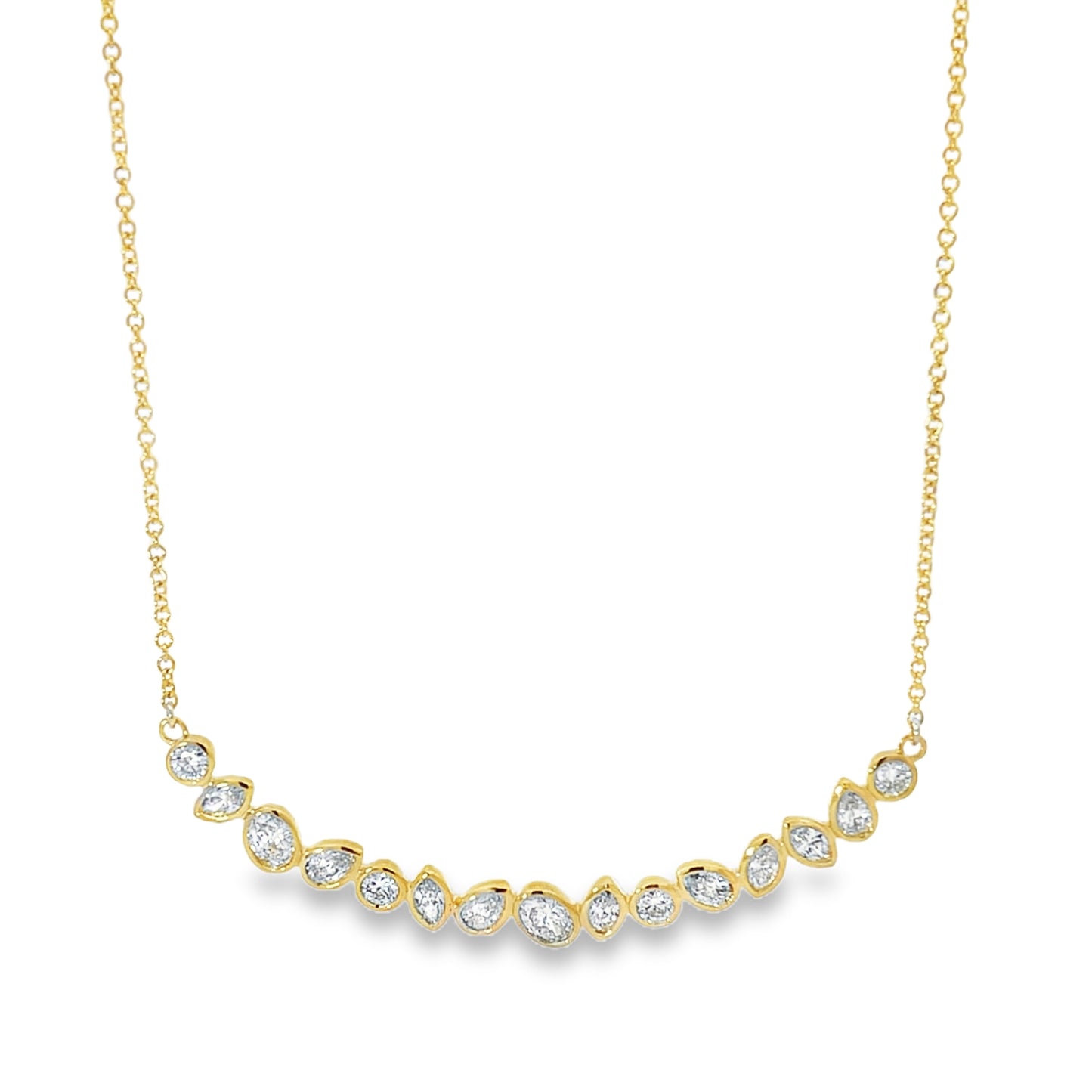 18KY MIXED DIAMOND SHAPE NECKLACE