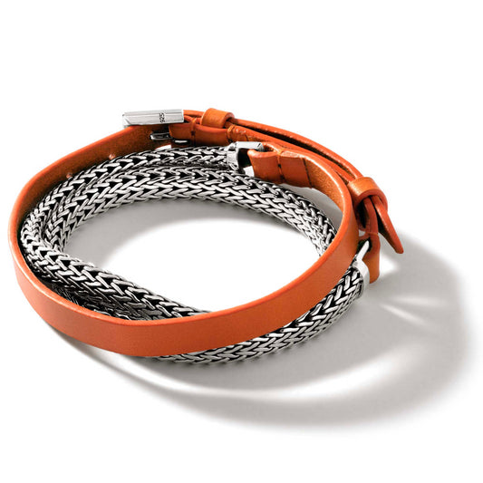 ICON ORANGE LEATHER WRAP BRACELET