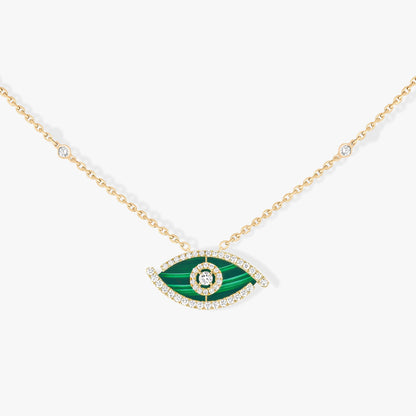 18KY & MALACHITE LUCKY EYE NECKLACE