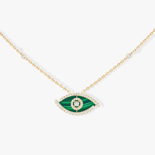18KY & MALACHITE LUCKY EYE NECKLACE