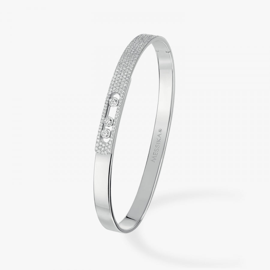 18KW MOVE NOA SEMI PAVE BANGLE SM