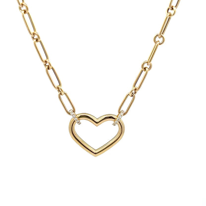 18KY CIALOMA DANGLE DIAMOND ACCENT OPEN HEART NECKLACE