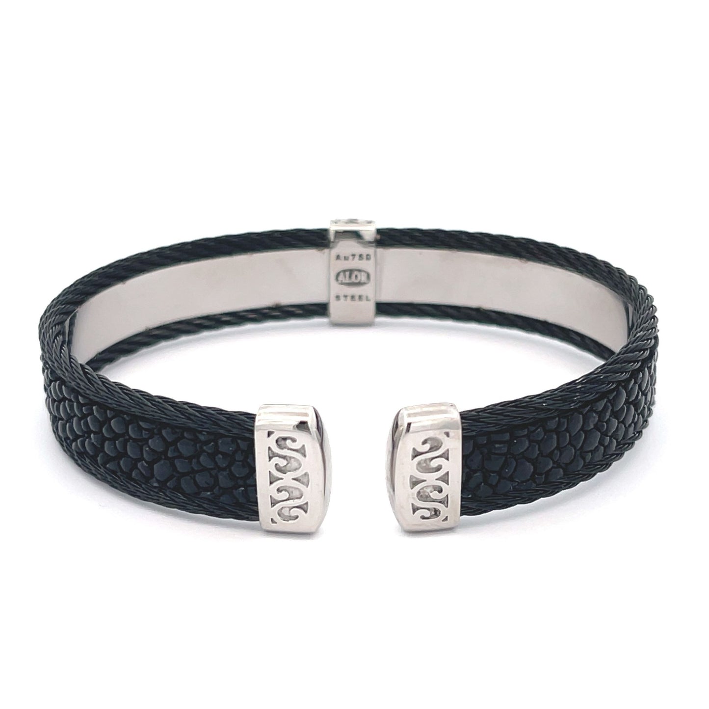 BLK CABLE/STINGRAY CUFF W/DIAS