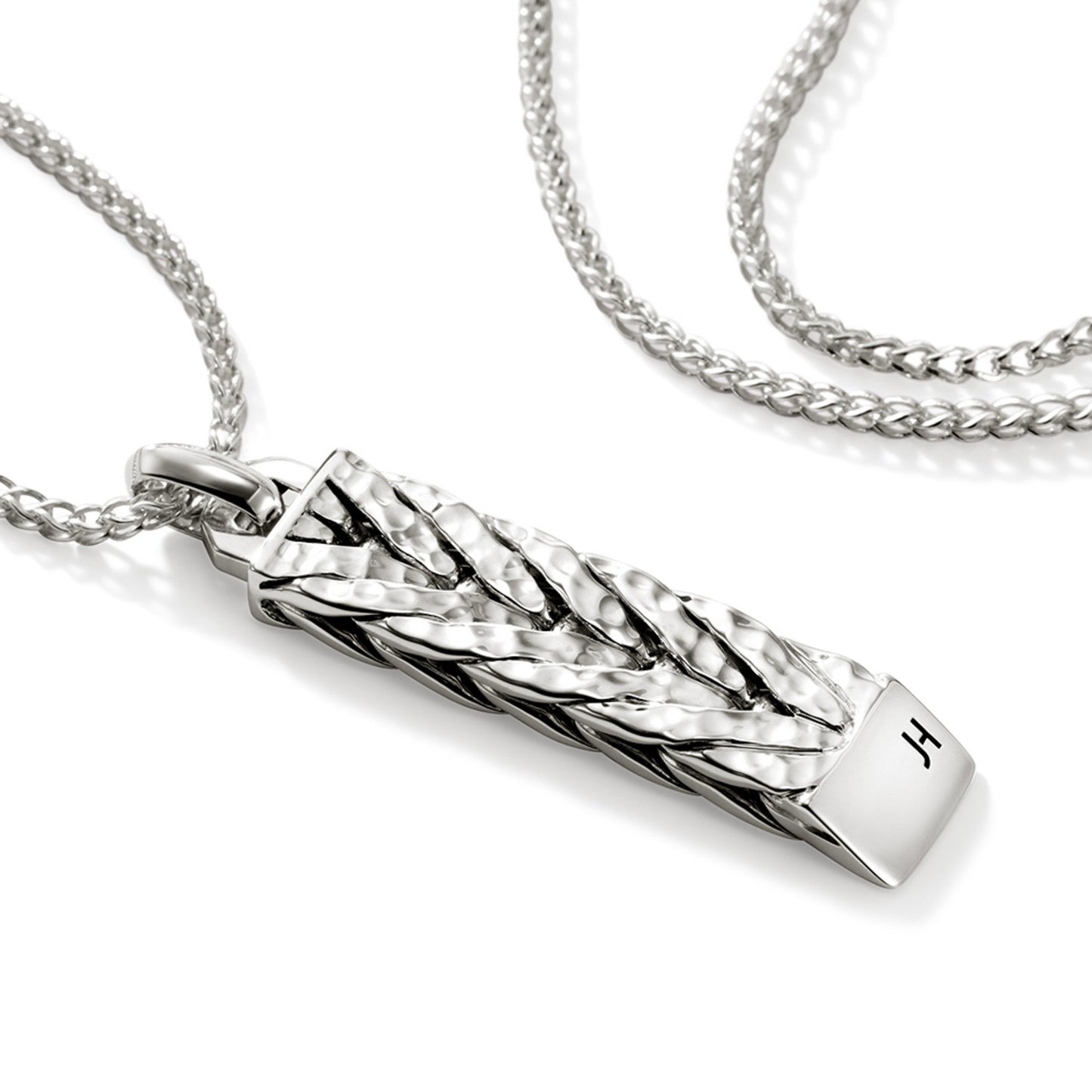 STERLING SILVER BOLD HAMMERED PENDANT WITH CHAIN