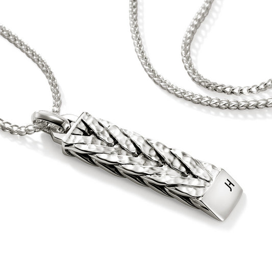 STERLING SILVER BOLD HAMMERED PENDANT WITH CHAIN