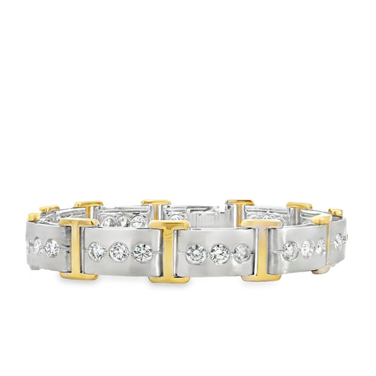 18KWY GOLD DIAMOND LINK MEN'S BRACELET