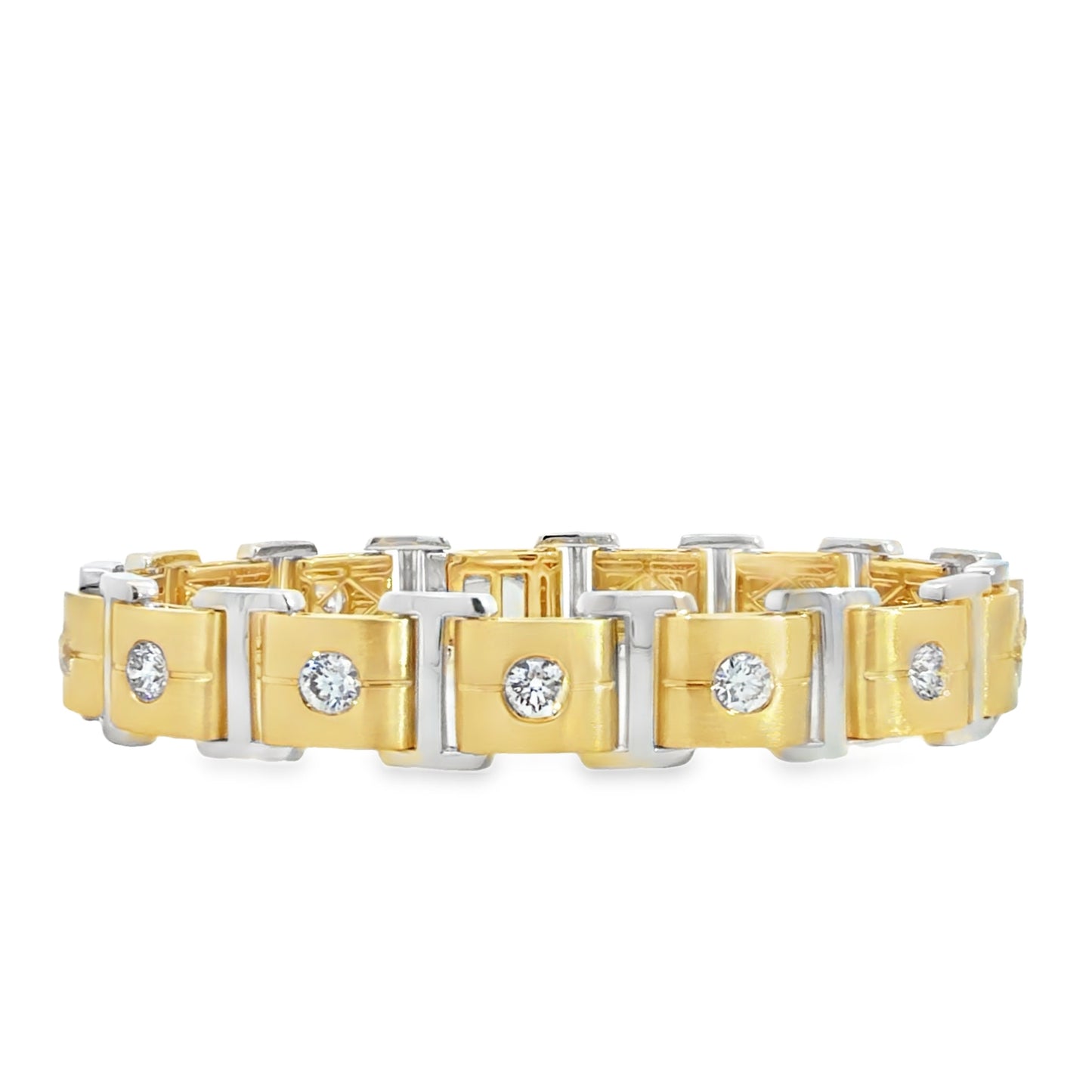 18KYW GOLD AND DIAMOND LINK MEN'S BRACELET
