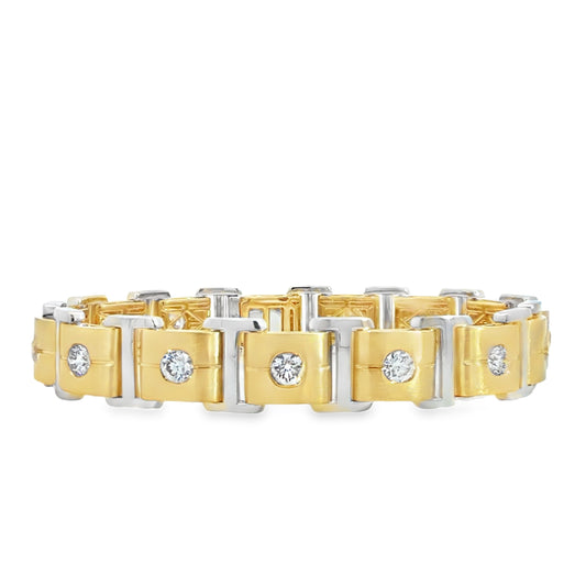 18KYW GOLD AND DIAMOND LINK MEN'S BRACELET