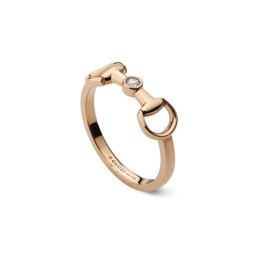 18KR HORSEBIT RING W/DIAMOND
