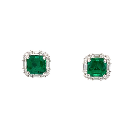 18KW EMERALD 1.61CT 6BG DIA .17CT  DIA .16CT EAR