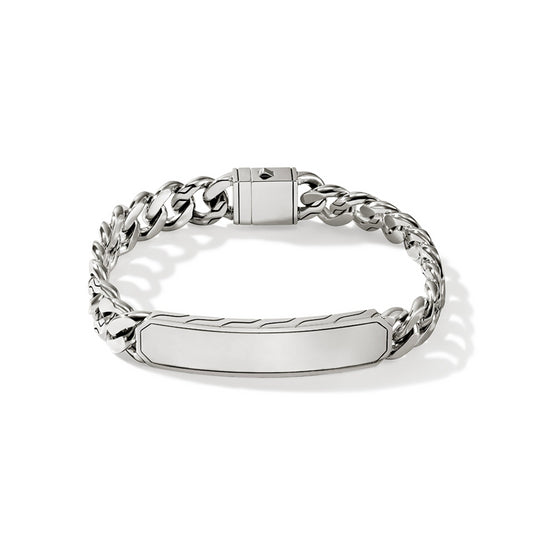 MENS STERLING SILVER 11MM CURB ID BRACELET